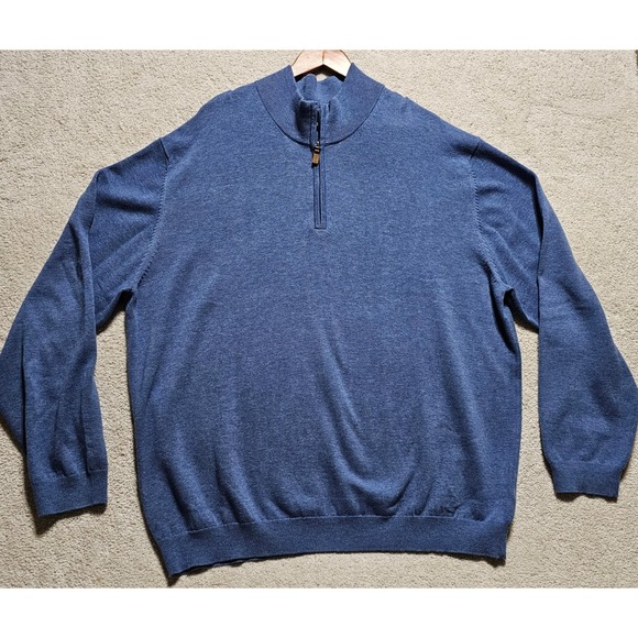 Roundtree & Yorke Other - Roundtree & Yorke Mens 2XB Blue Quarter Zip‎ Pullover Sweater Cotton Blend